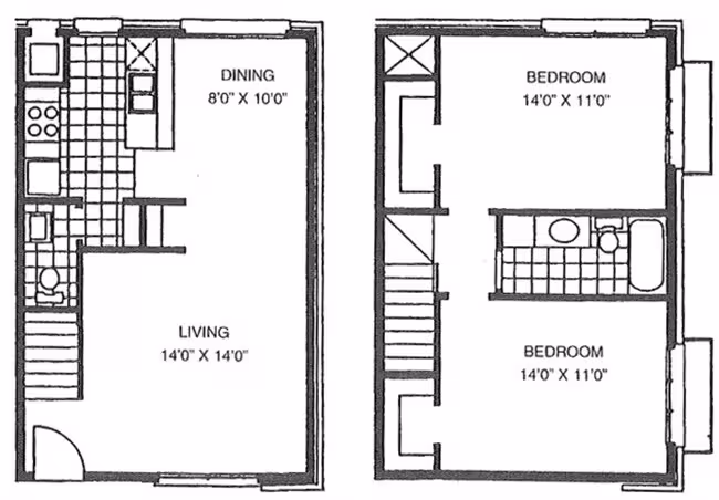 2 Bed 1.5 Bath - D 4204 floor plan